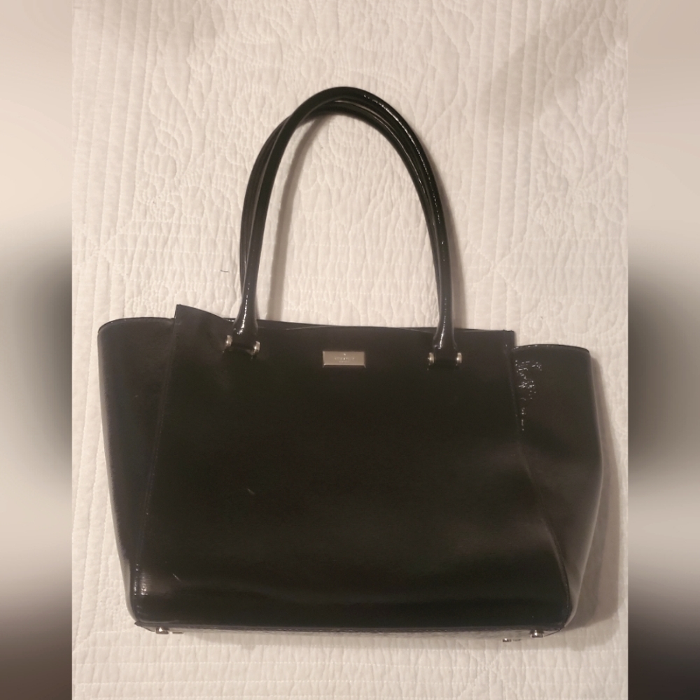 Kate Spade Black Leather Zipper Closure Tote